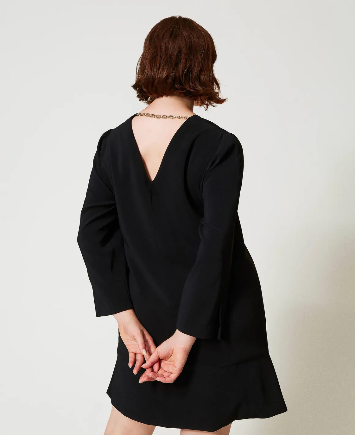 TWINSET Milano Abito Corto Con Balza E Catena Oval T | Vestiti Da Cerimonia | Vestiti Corti