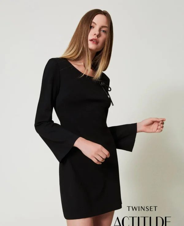 TWINSET Milano Abito Corto Con Spilla In Strass | Vestiti Corti