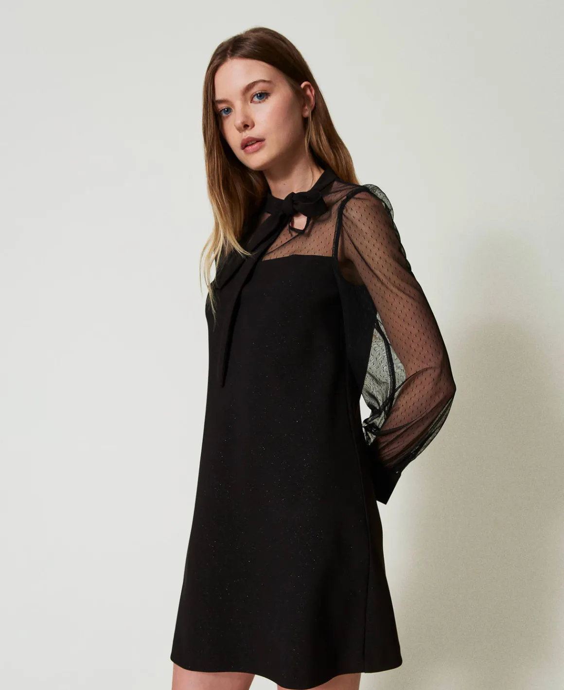 TWINSET Milano Abito Corto Con Tulle Plumetis | Vestiti Eleganti | Vestiti Corti
