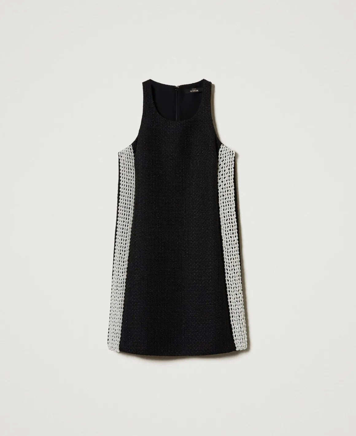 TWINSET Milano Abito Corto Effetto Stuoia Con Perle | Vestiti Da Cerimonia | Vestiti Corti