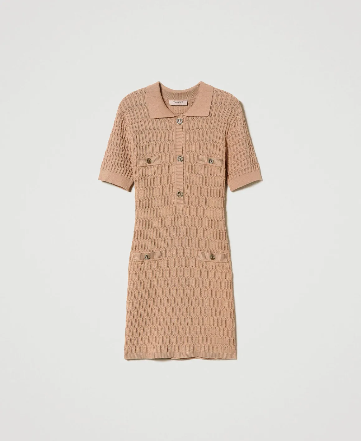 TWINSET Milano Abito Corto Fitted In Maglia Con Bottoni | Vestiti In Maglia | Vestiti Corti