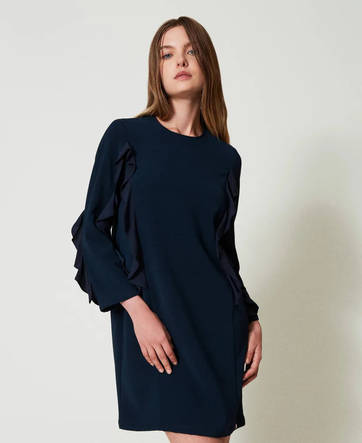 TWINSET Milano Abito Corto In Cady Con Volant | Vestiti Corti