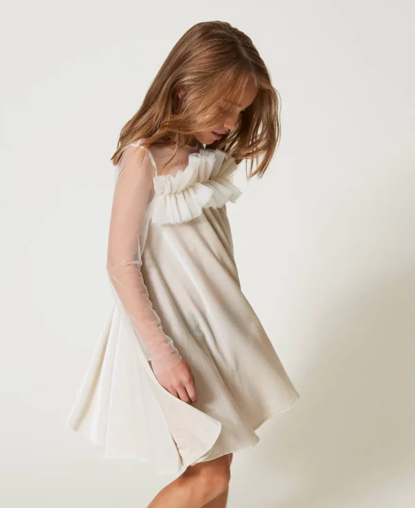 TWINSET Milano Abito Corto In Ciniglia E Tulle | Vestiti