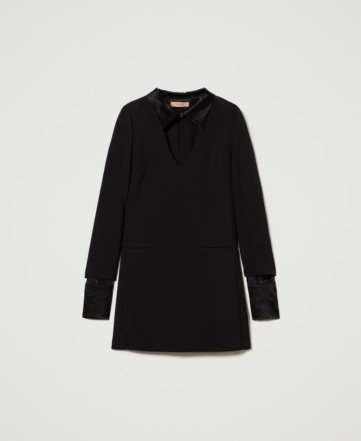 TWINSET Milano Abito Corto In Crêpe Con Dettagli In Raso | Vestiti Da Cerimonia | Vestiti Eleganti