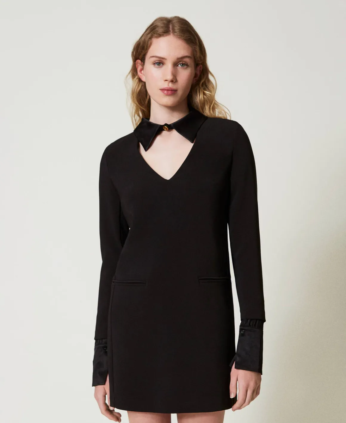 TWINSET Milano Abito Corto In Crêpe Con Dettagli In Raso | Vestiti Da Cerimonia | Vestiti Eleganti
