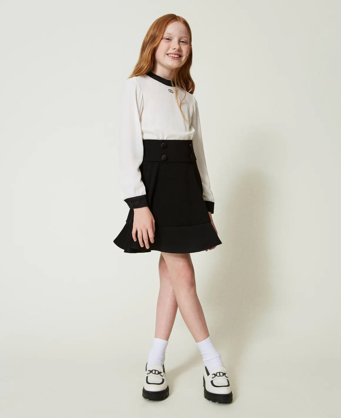 TWINSET Milano Abito Corto In Crêpe De Chine E Flanella | Vestiti