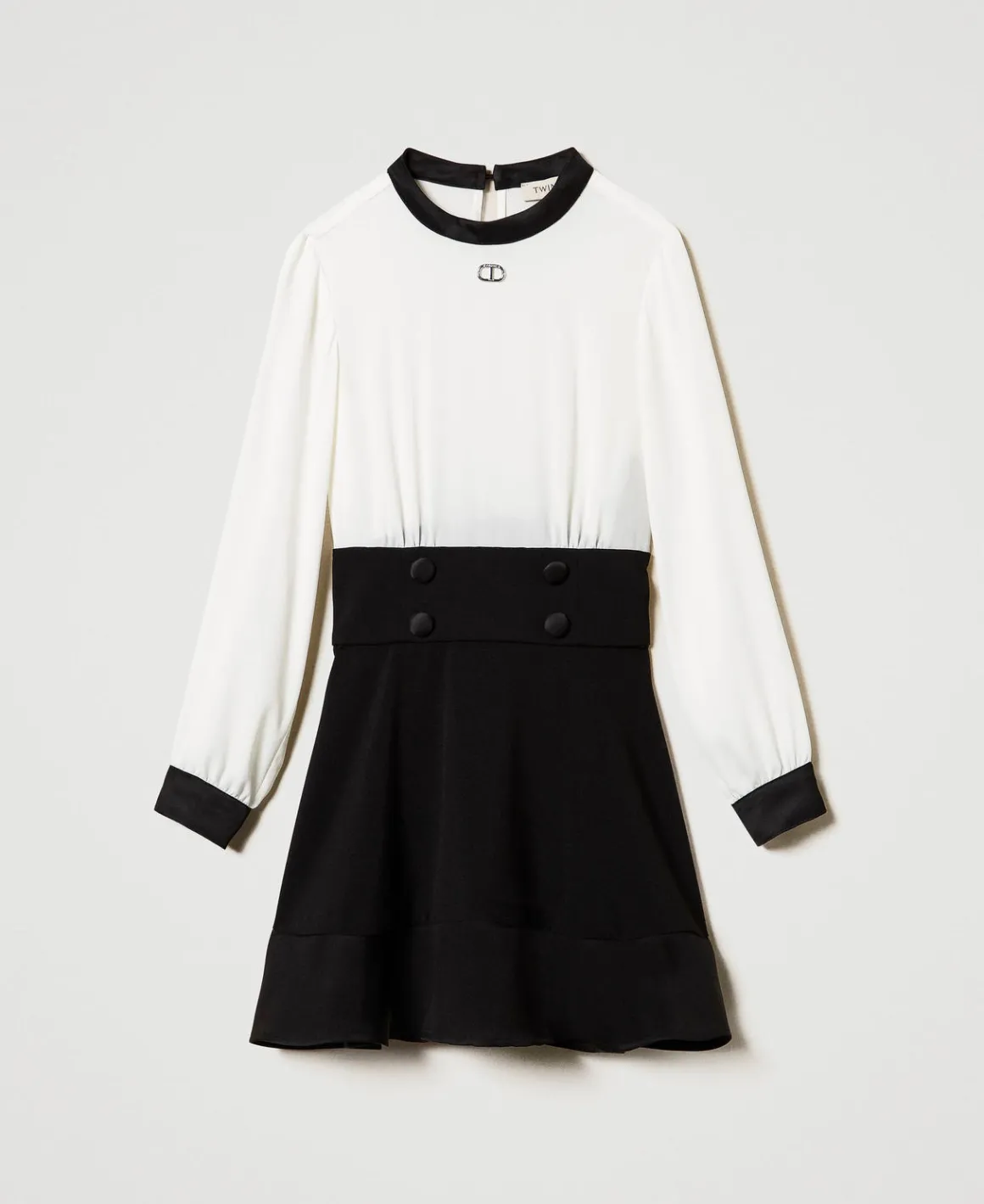 TWINSET Milano Abito Corto In Crêpe De Chine E Flanella | Vestiti