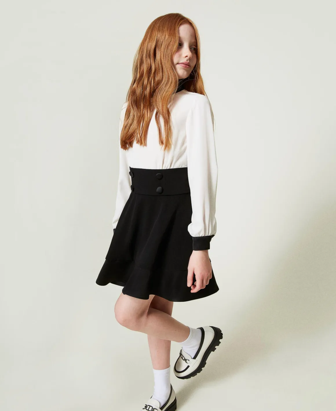 TWINSET Milano Abito Corto In Crêpe De Chine E Flanella | Vestiti
