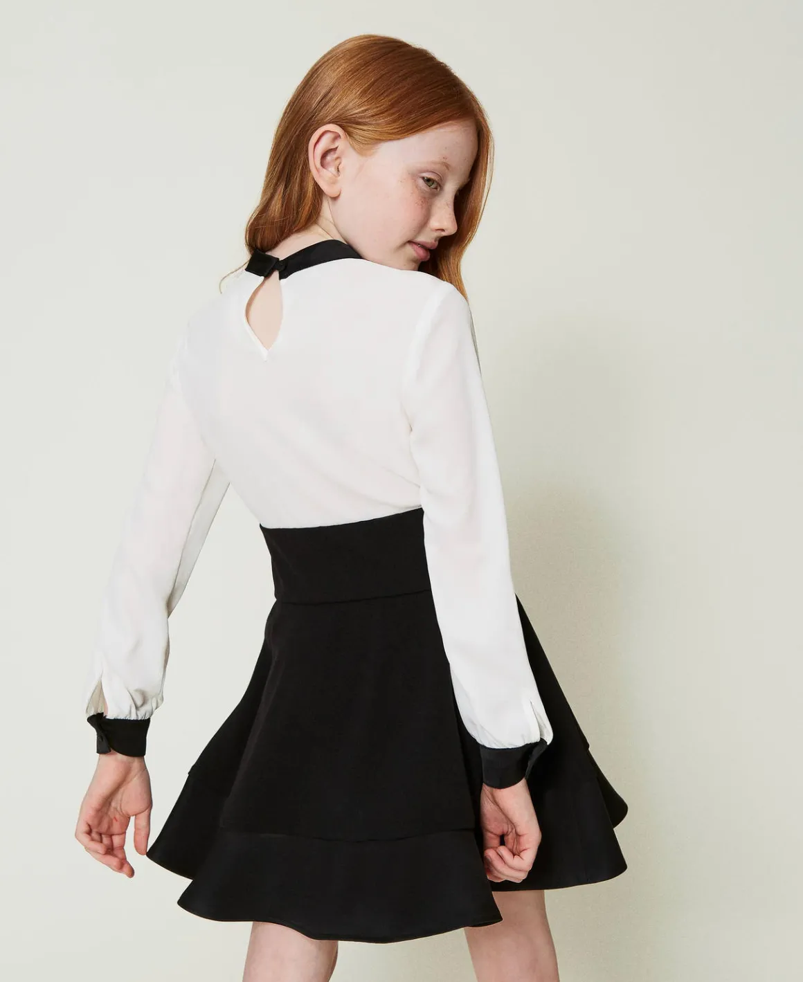 TWINSET Milano Abito Corto In Crêpe De Chine E Flanella | Vestiti
