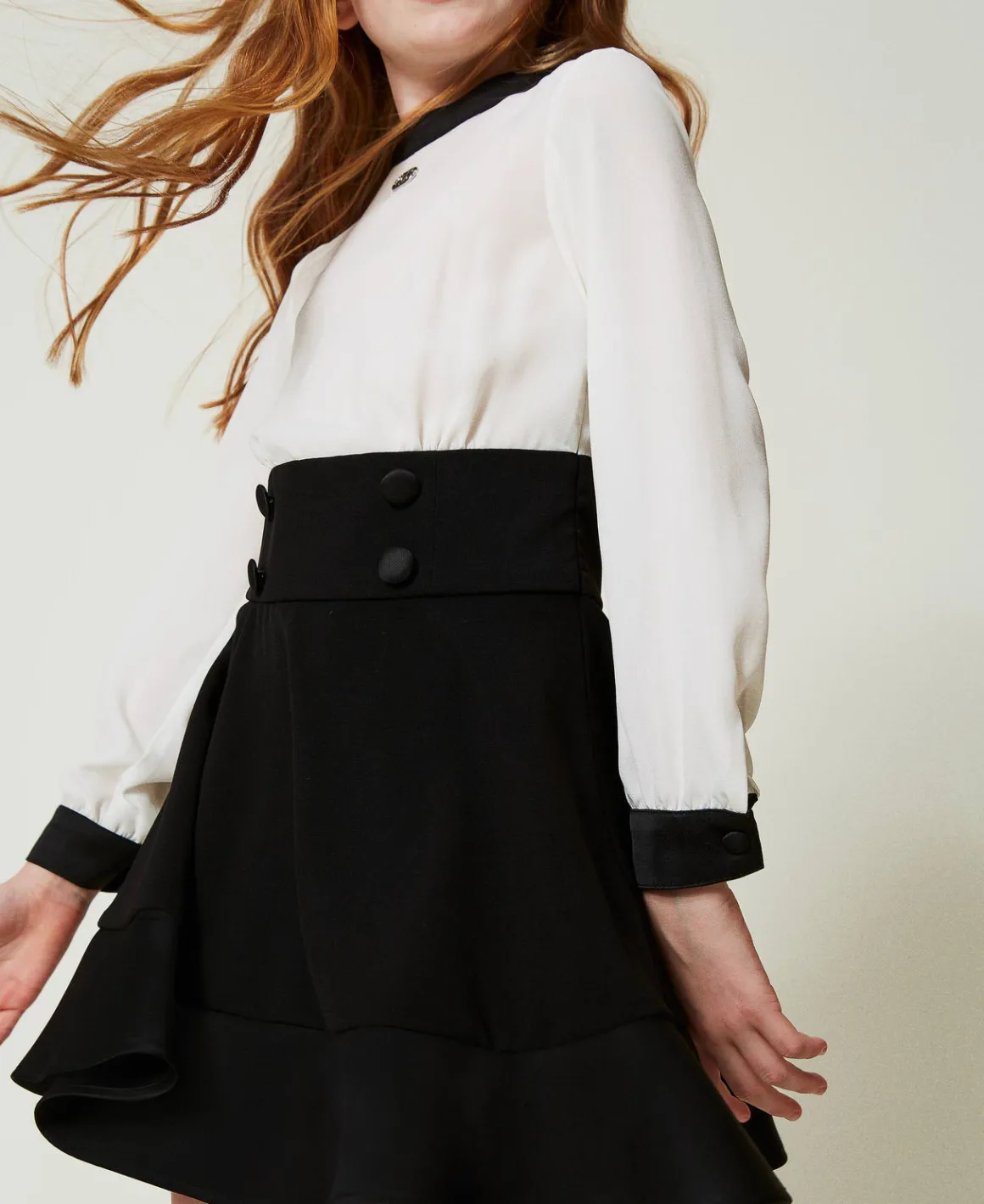 TWINSET Milano Abito Corto In Crêpe De Chine E Flanella | Vestiti