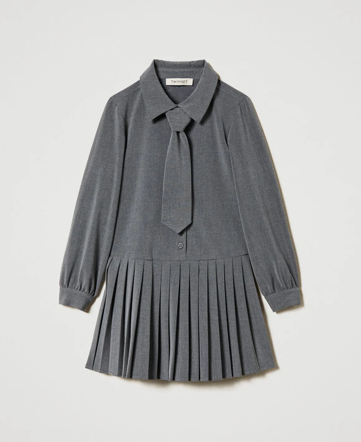 TWINSET Milano Abito Corto In Flanella Con Cravatta | Vestiti