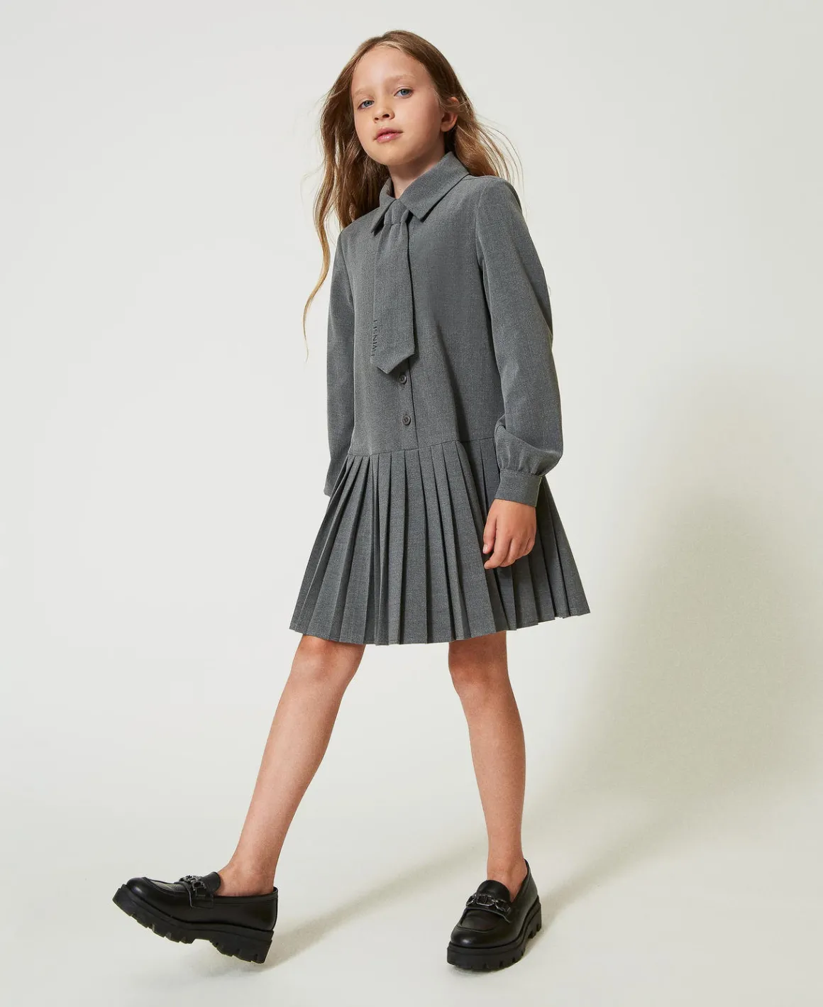 TWINSET Milano Abito Corto In Flanella Con Cravatta | Vestiti