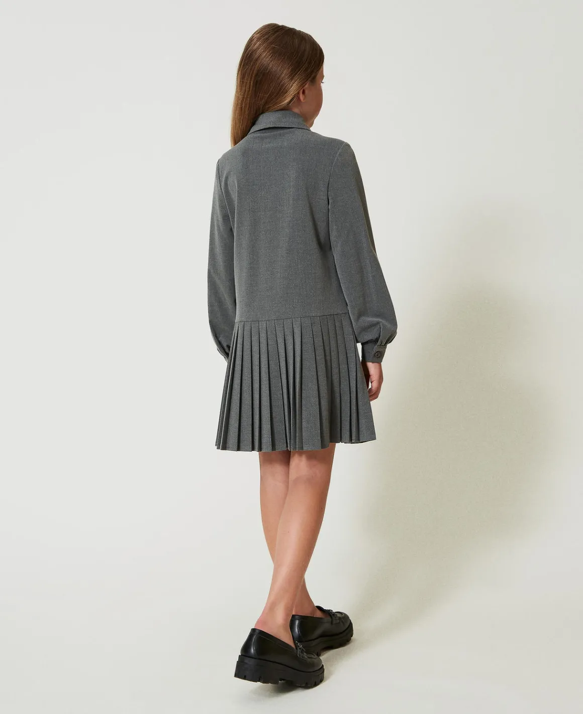 TWINSET Milano Abito Corto In Flanella Con Cravatta | Vestiti