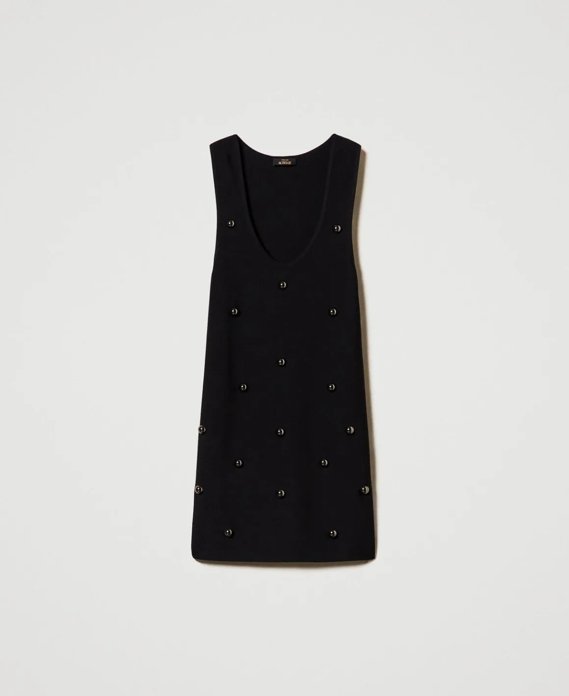 TWINSET Milano Abito Corto In Maglia Con Borchie | Vestiti In Maglia | Vestiti Corti