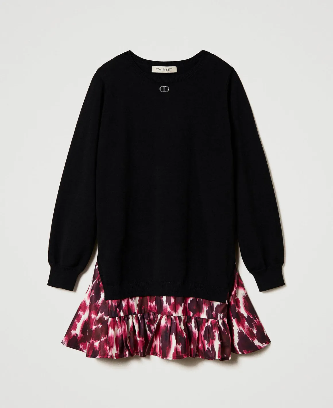 TWINSET Milano Abito Corto In Maglia Con Inserto Stampato | Vestiti