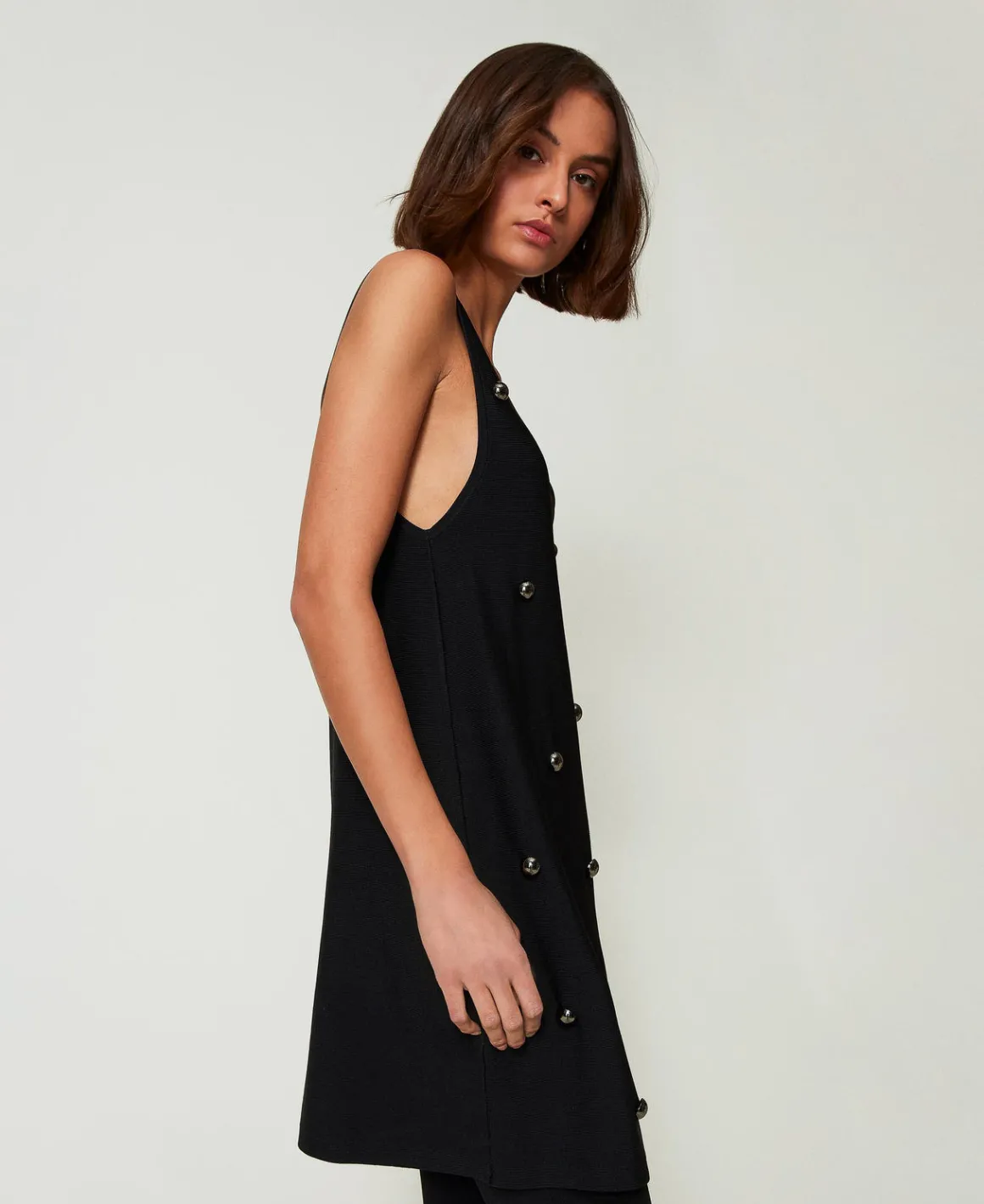 TWINSET Milano Abito Corto In Maglia Con Borchie | Vestiti In Maglia | Vestiti Corti