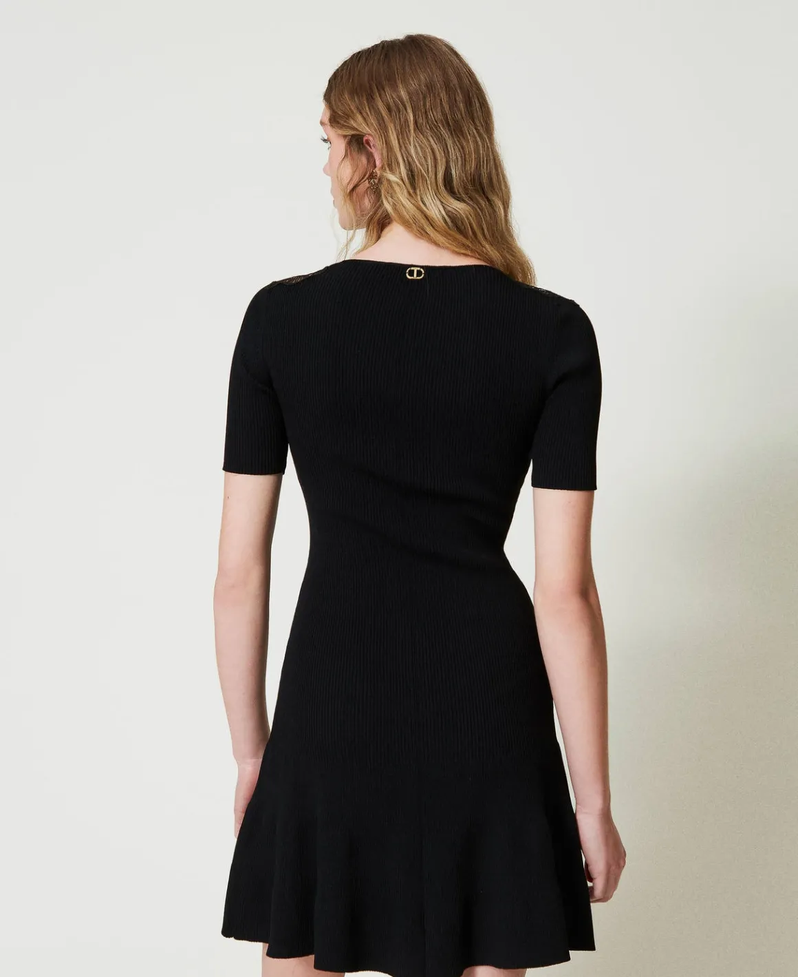 TWINSET Milano Abito Corto In Maglia Con Pizzo | Vestiti Da Cerimonia | Vestiti Eleganti