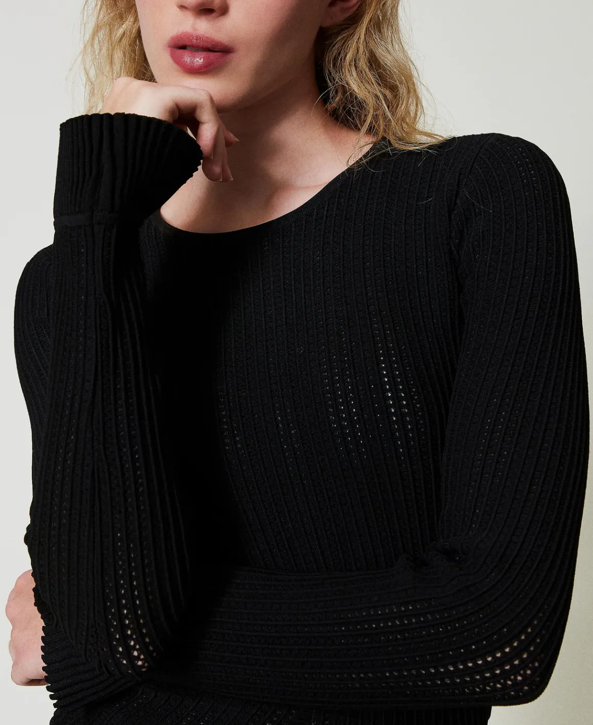 TWINSET Milano Abito Corto In Maglia Con Mix Di Punti | Vestiti In Maglia | Vestiti Corti