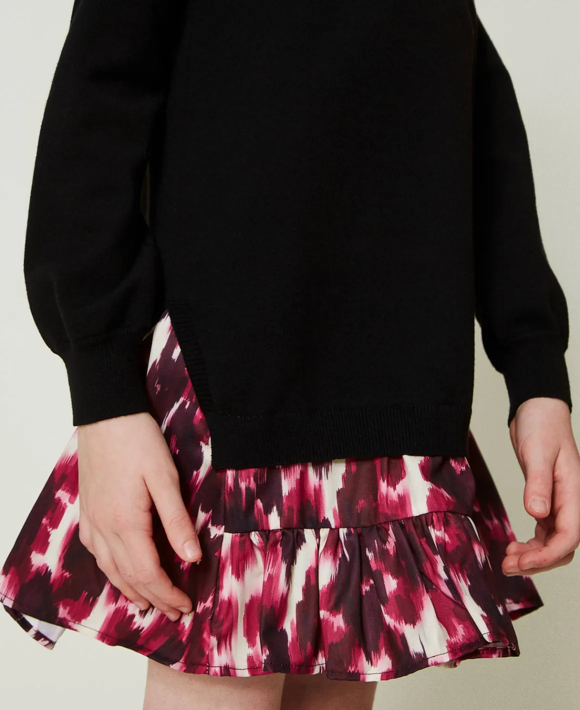 TWINSET Milano Abito Corto In Maglia Con Inserto Stampato | Vestiti