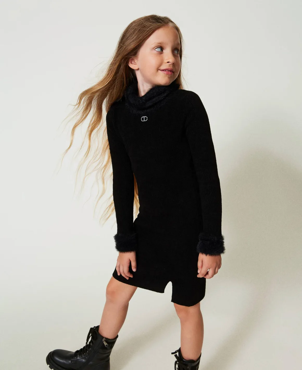 TWINSET Milano Abito Corto In Maglia Effetto Pelliccia | Vestiti