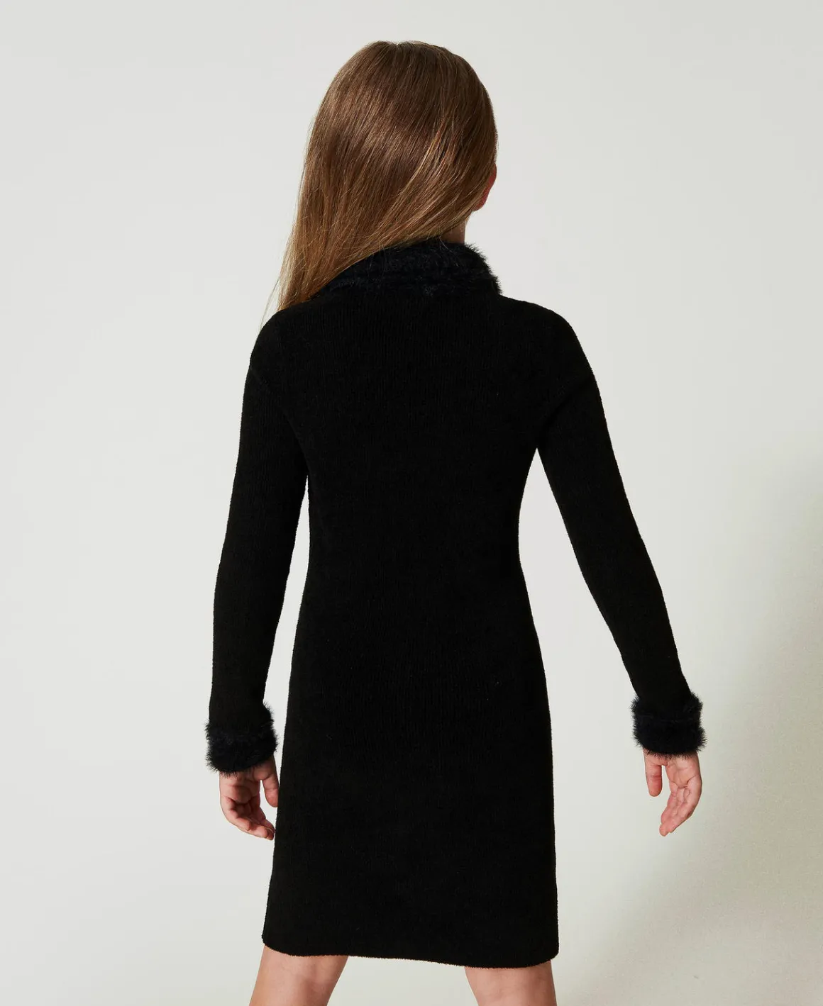 TWINSET Milano Abito Corto In Maglia Effetto Pelliccia | Vestiti