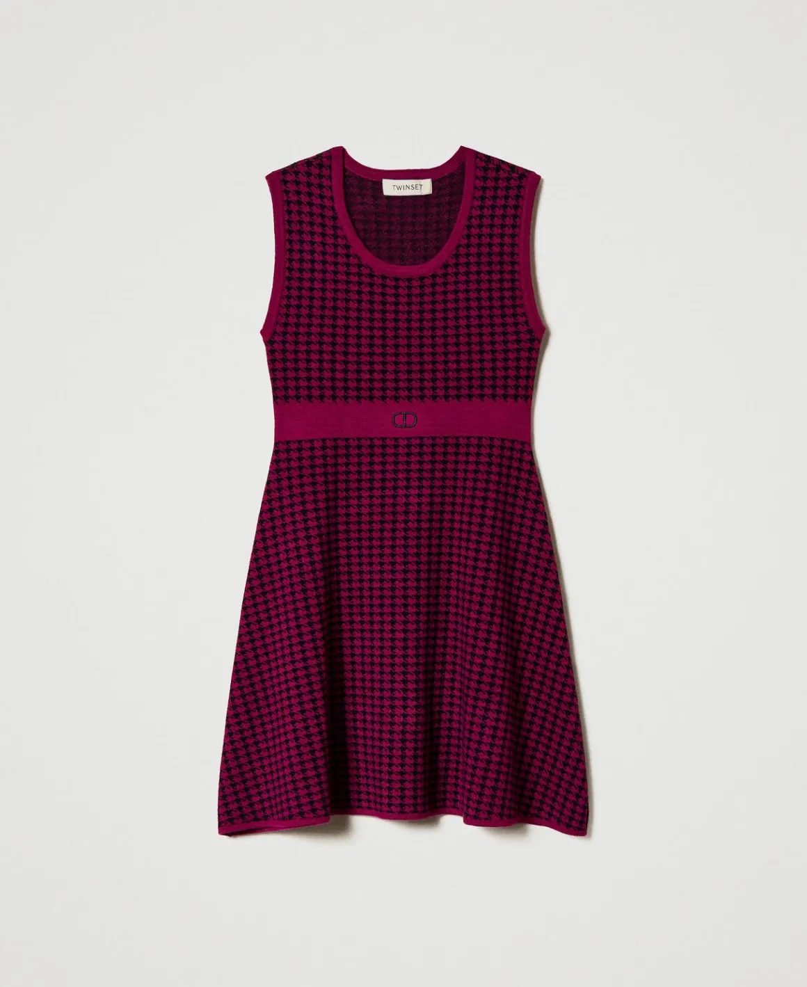 TWINSET Milano Abito Corto In Maglia Jacquard Pied De Poule | Vestiti