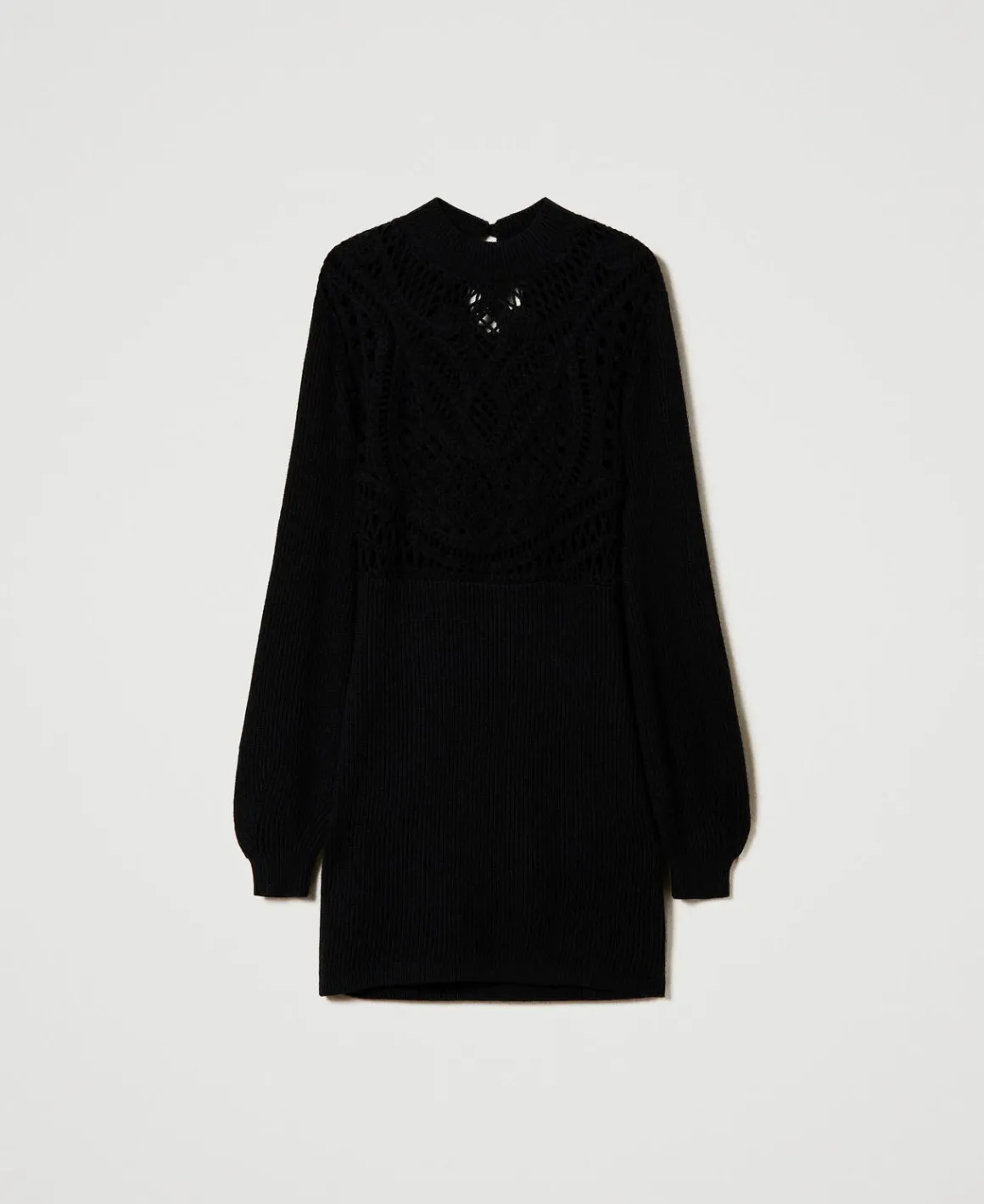 TWINSET Milano Abito Corto In Maglia Misto Lana Crochet | Vestiti Da Cerimonia | Vestiti Eleganti