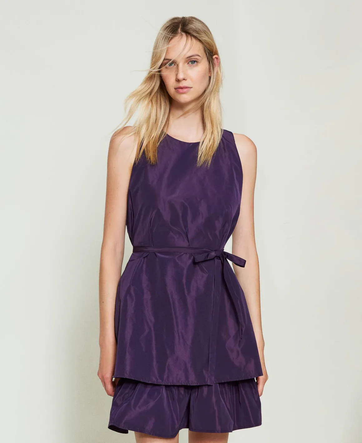 TWINSET Milano Abito Corto In Taffetà Con Balza | Vestiti Da Cerimonia | Vestiti Eleganti