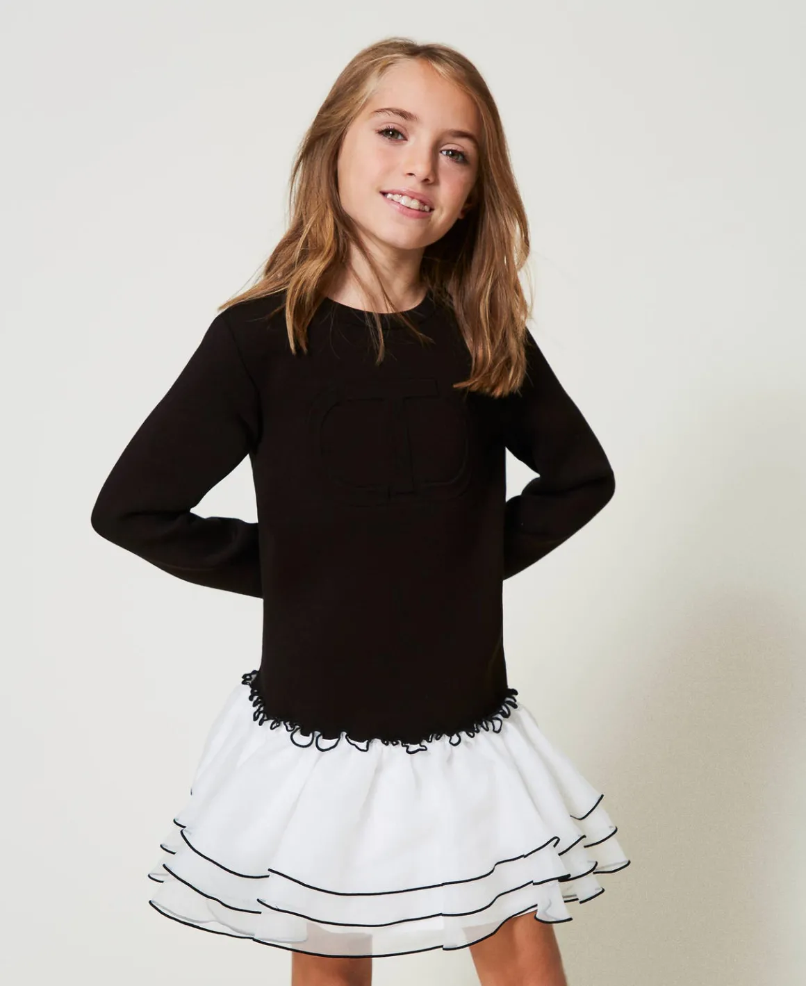TWINSET Milano Abito Corto In Tessuto Scuba E Organza | Vestiti