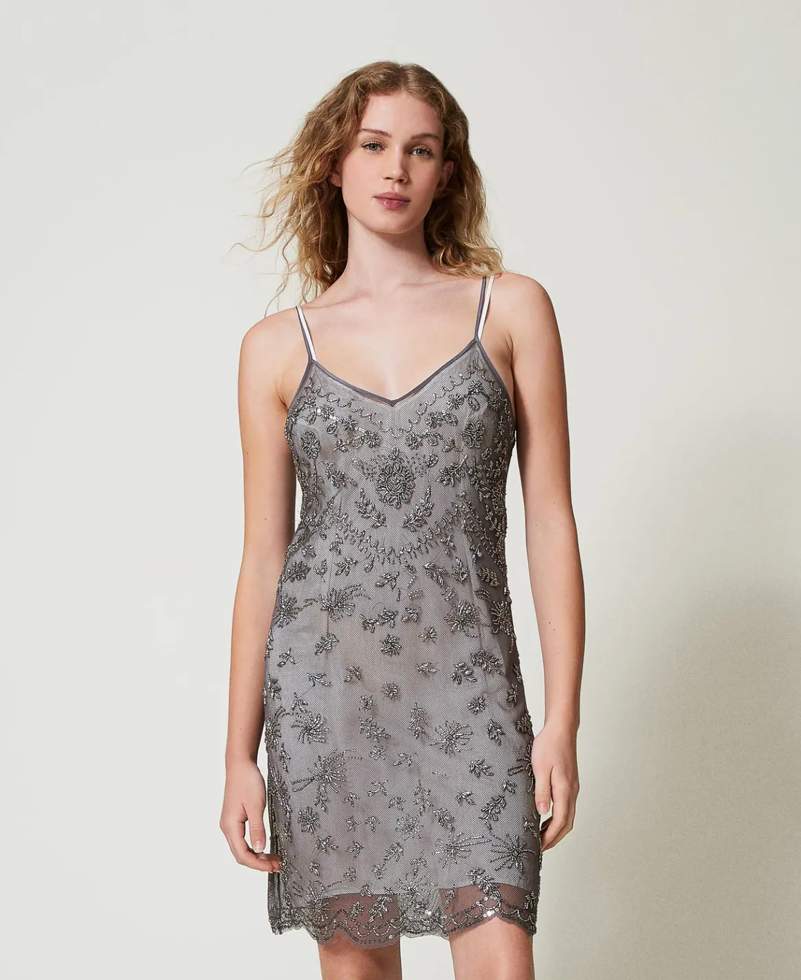 TWINSET Milano Abito Corto In Tulle Con Ricamo A Mano | Vestiti Da Cerimonia | Vestiti Corti
