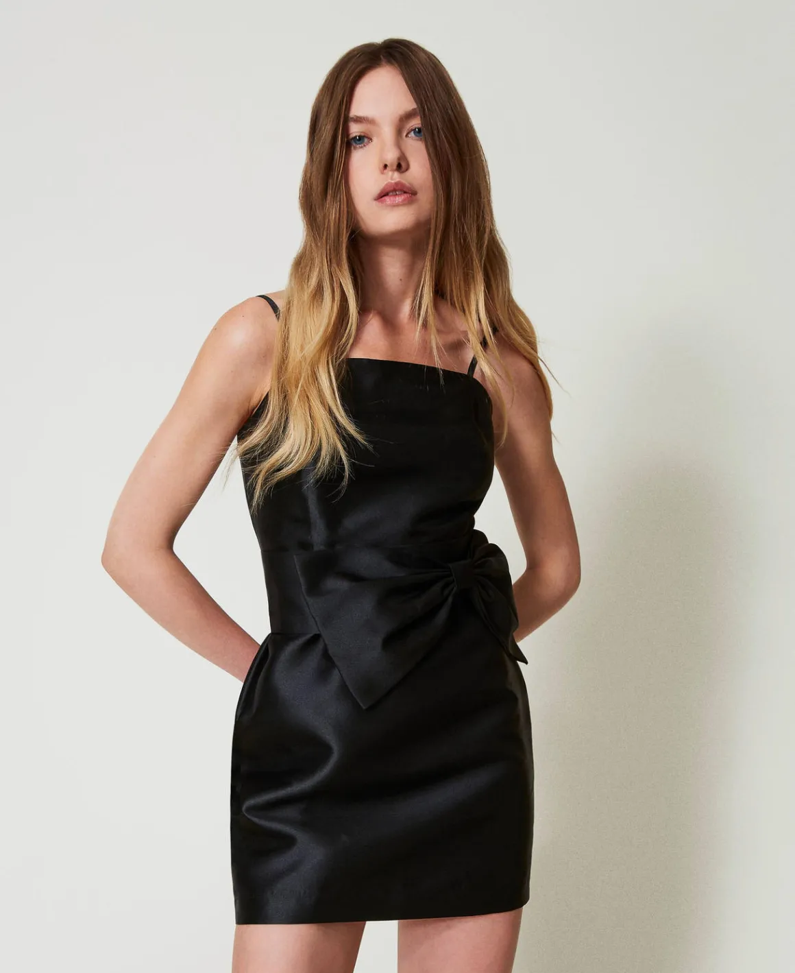 TWINSET Milano Abito Corto In Twill Mikado Con Fiocco | Vestiti Da Cerimonia | Vestiti Corti