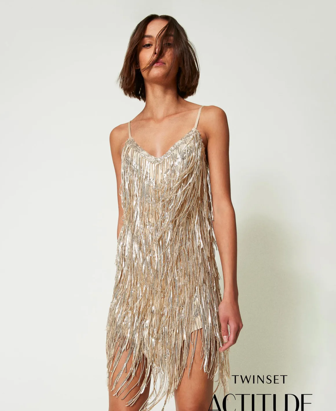 TWINSET Milano Abito Corto MYFO Con Frange Di Paillettes | Vestiti Da Cerimonia | Vestiti Eleganti