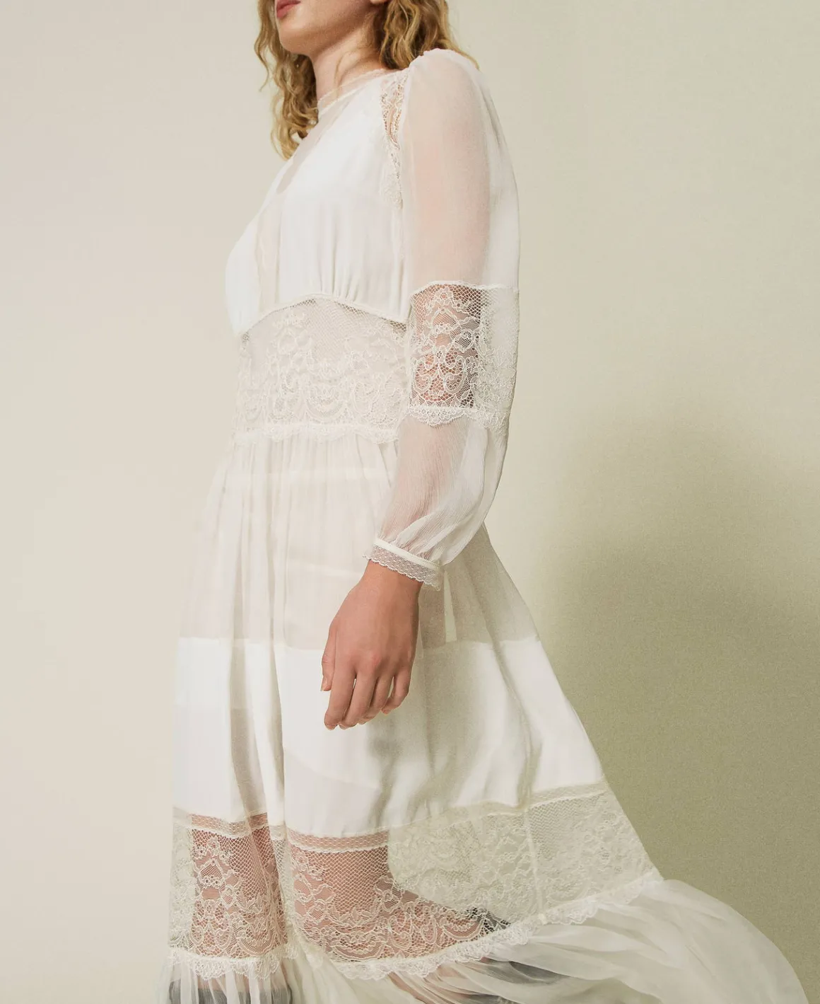 TWINSET Milano Abito In Creponne Di Seta Con Pizzo | Vestiti Da Cerimonia | Vestiti Eleganti