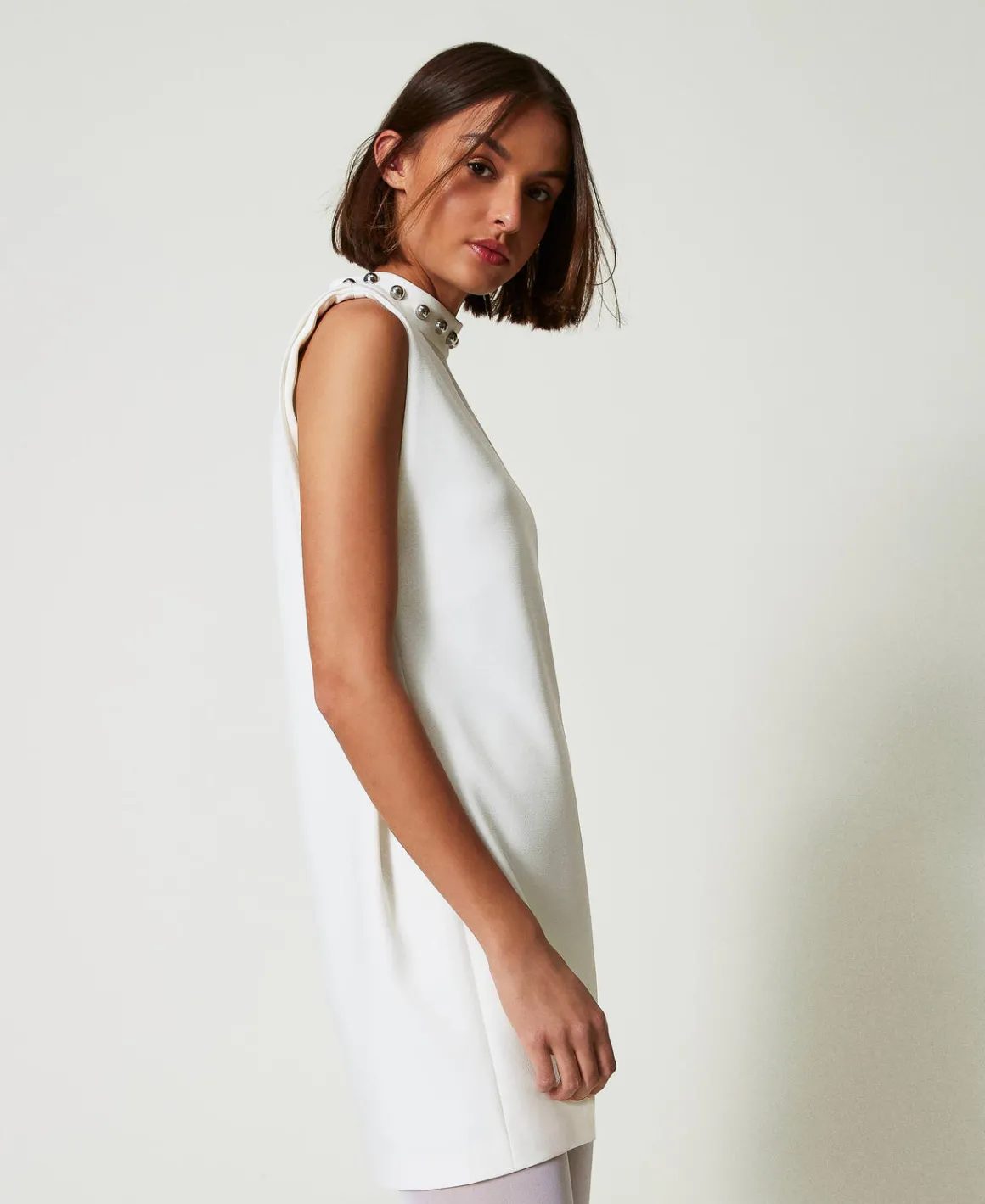 TWINSET Milano Abito In Crêpe Cady Con Perle Metalliche | Vestiti Da Cerimonia | Vestiti Corti