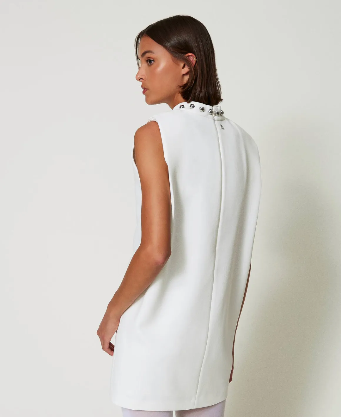 TWINSET Milano Abito In Crêpe Cady Con Perle Metalliche | Vestiti Da Cerimonia | Vestiti Corti