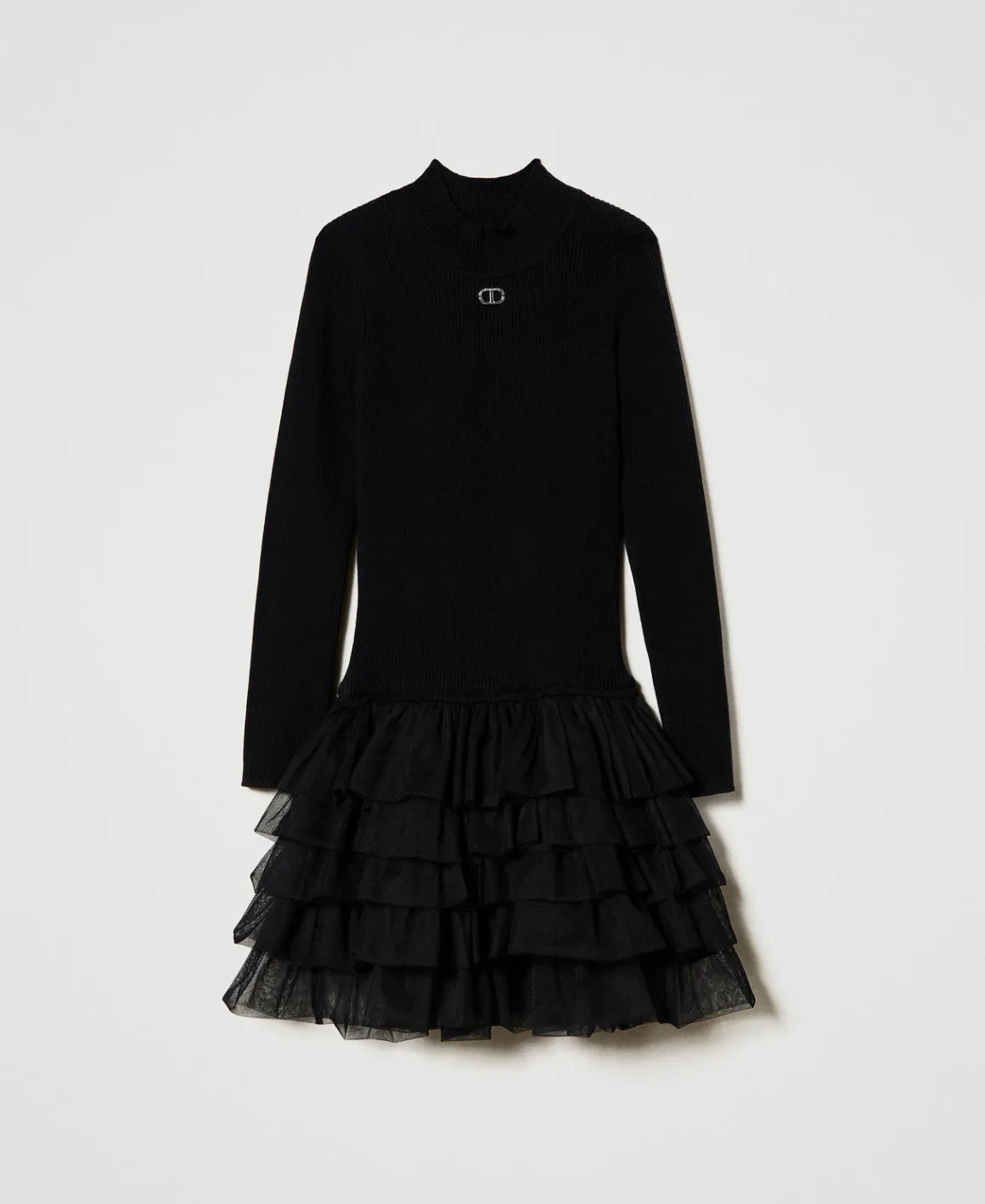 TWINSET Milano Abito In Maglia A Costine Con Tulle | Vestiti