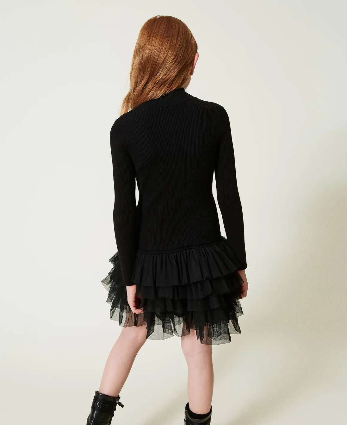 TWINSET Milano Abito In Maglia A Costine Con Tulle | Vestiti