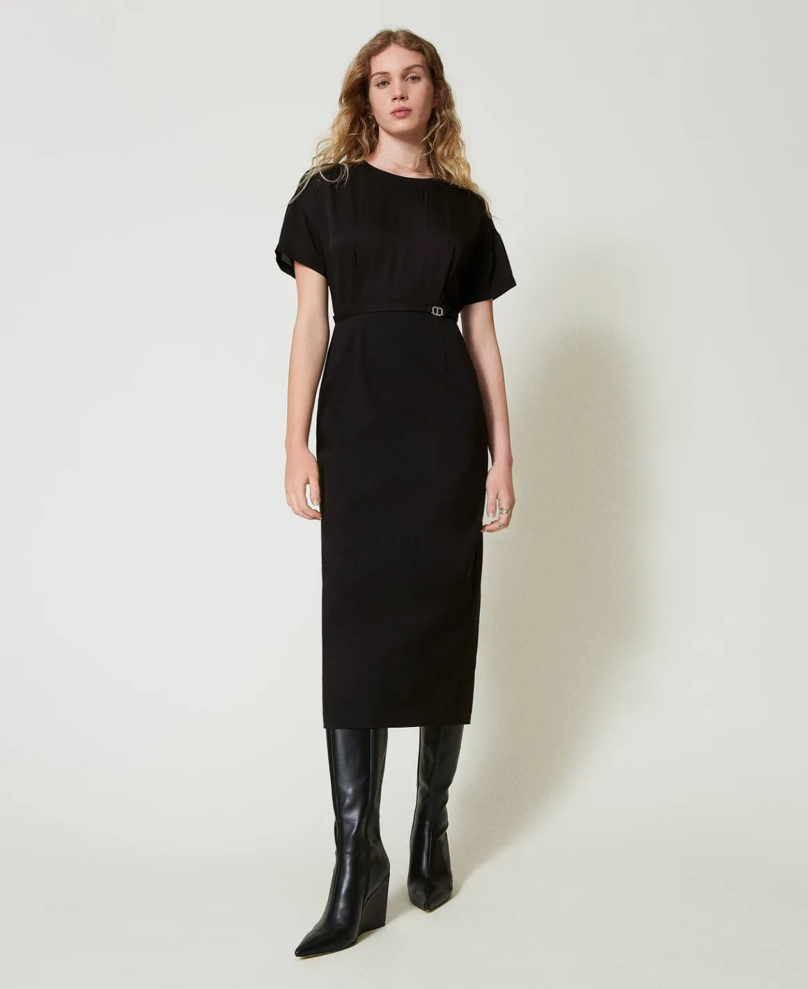TWINSET Milano Abito Longuette Con Cinturino Oval T | Vestiti Da Cerimonia | Vestiti Eleganti