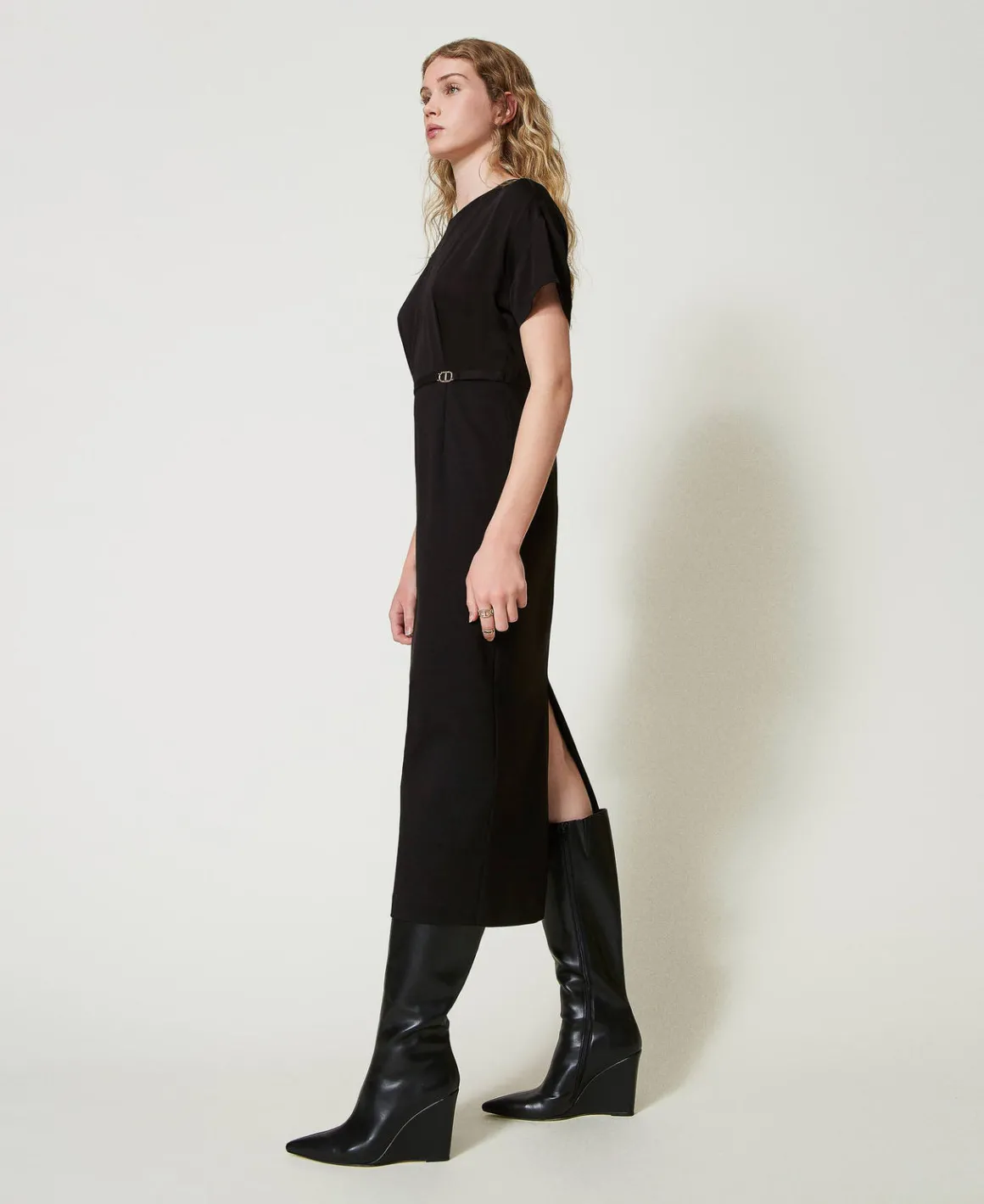 TWINSET Milano Abito Longuette Con Cinturino Oval T | Vestiti Da Cerimonia | Vestiti Eleganti