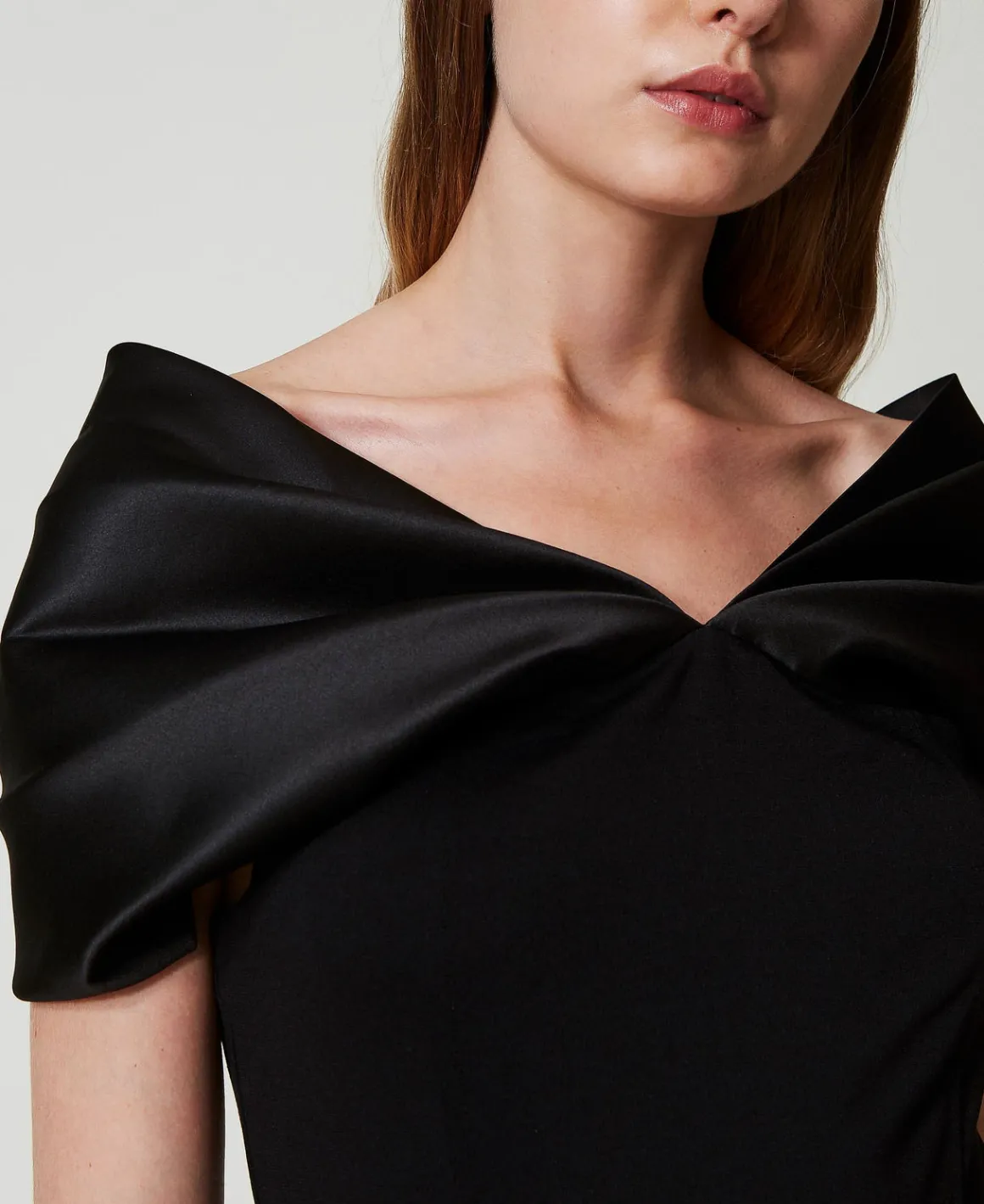 TWINSET Milano Abito Longuette Con Inserto In Raso | Vestiti Da Cerimonia | Vestiti Longuette