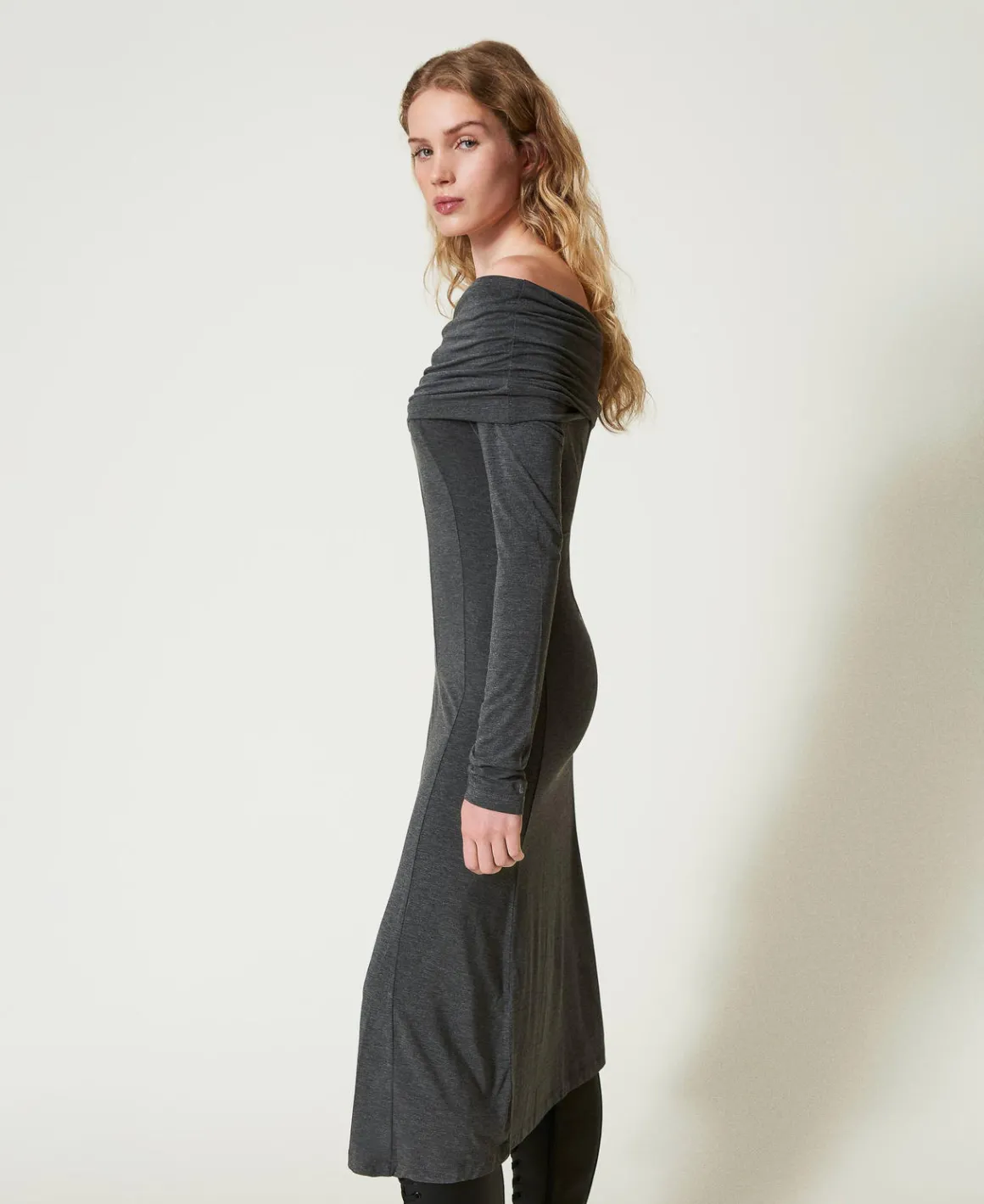 TWINSET Milano Abito Longuette In Jersey Con Ricamo Logo | Vestiti Longuette