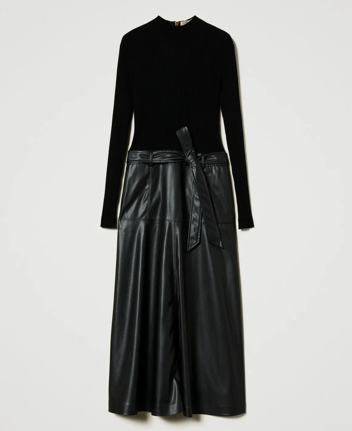 TWINSET Milano Abito Longuette In Maglia E Tessuto Spalmato | Vestiti In Maglia | Vestiti Longuette