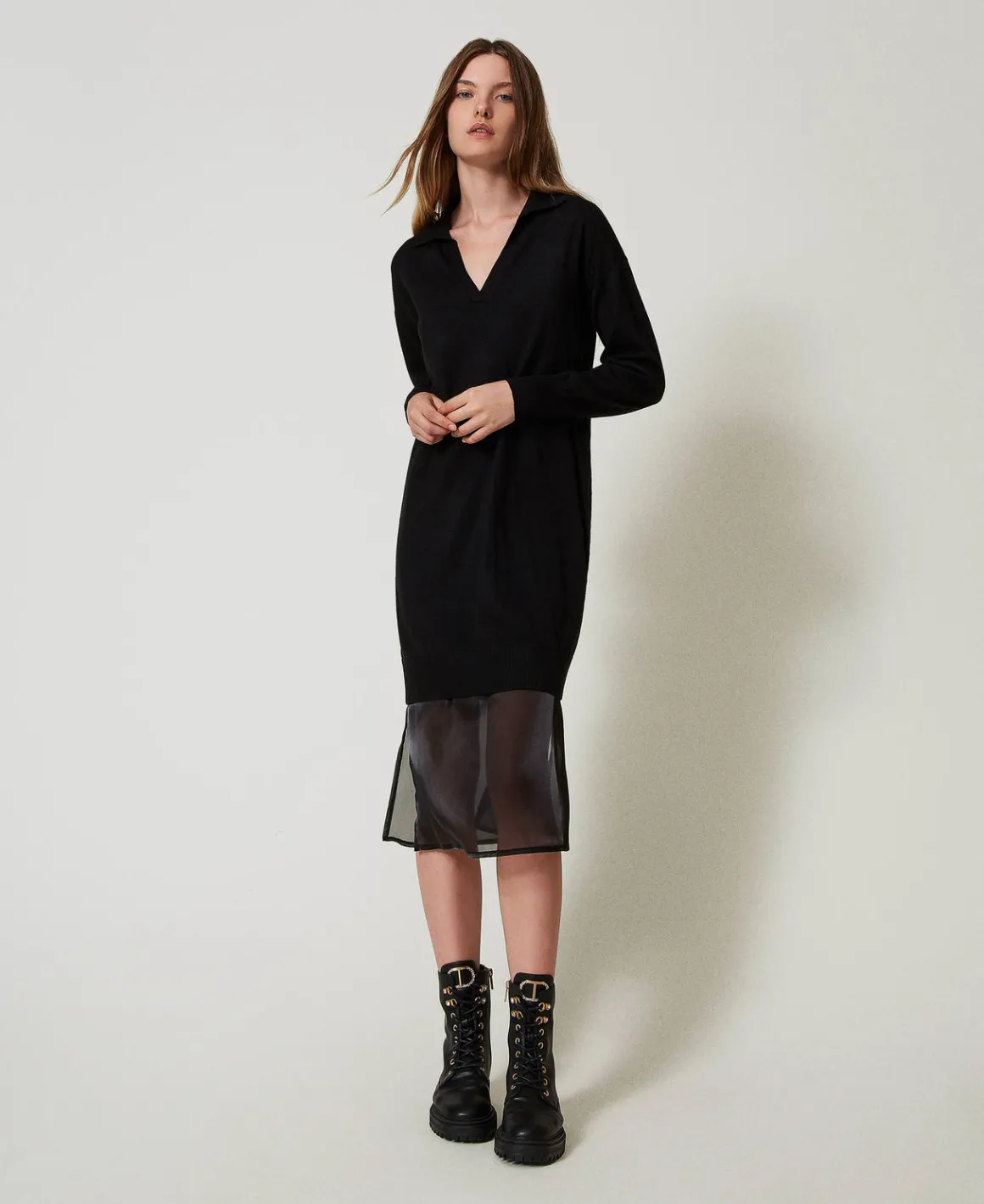 TWINSET Milano Abito Longuette In Maglia Con Sottoveste | Vestiti In Maglia | Vestiti Longuette