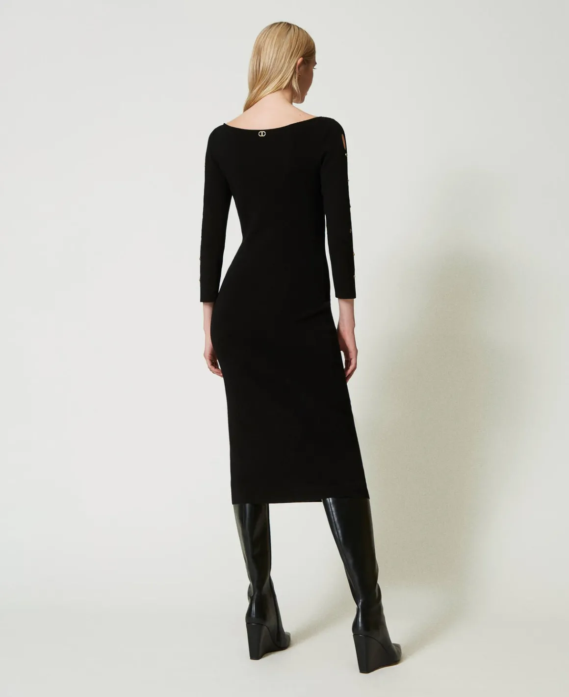 TWINSET Milano Abito Longuette In Maglia Con Cut-out E Borchie | Vestiti In Maglia | Vestiti Longuette