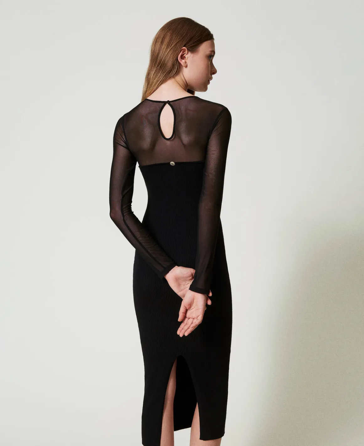 TWINSET Milano Abito Longuette In Maglia Con Tulle | Vestiti Eleganti | Vestiti In Maglia