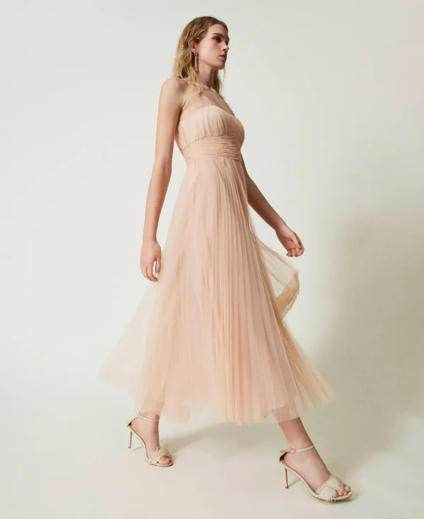 TWINSET Milano Abito Longuette In Tulle Plissé | Vestiti Da Cerimonia | Vestiti Eleganti