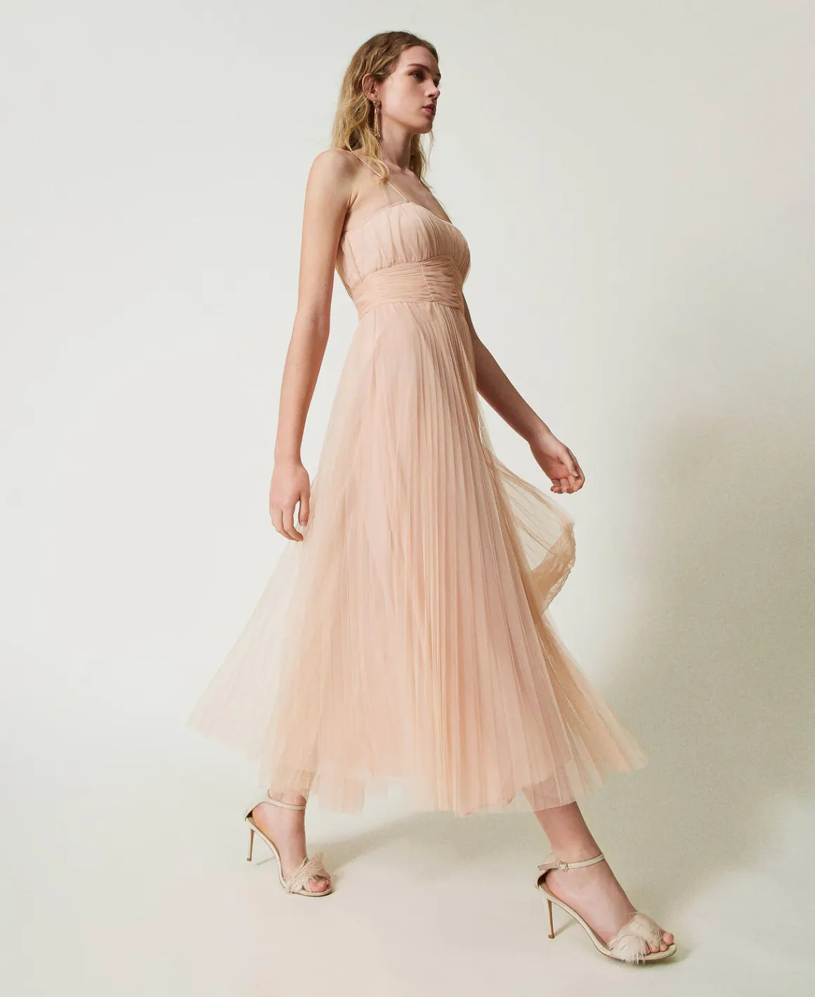TWINSET Milano Abito Longuette In Tulle Plissé | Vestiti Da Cerimonia | Vestiti Eleganti