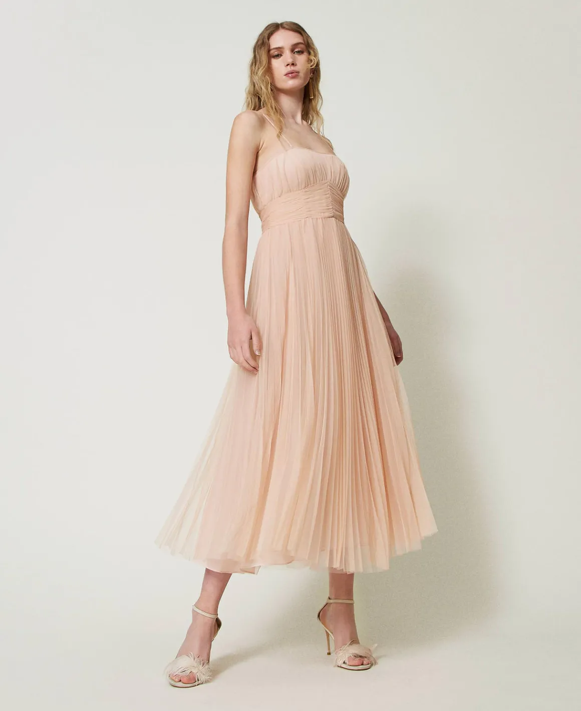 TWINSET Milano Abito Longuette In Tulle Plissé | Vestiti Da Cerimonia | Vestiti Eleganti