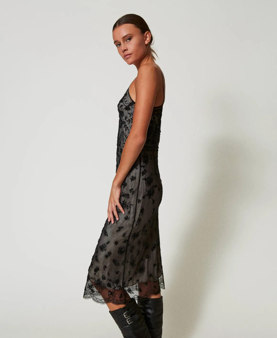 TWINSET Milano Abito Longuette In Tulle Con Ricamo A Mano | Vestiti Da Cerimonia | Vestiti Eleganti