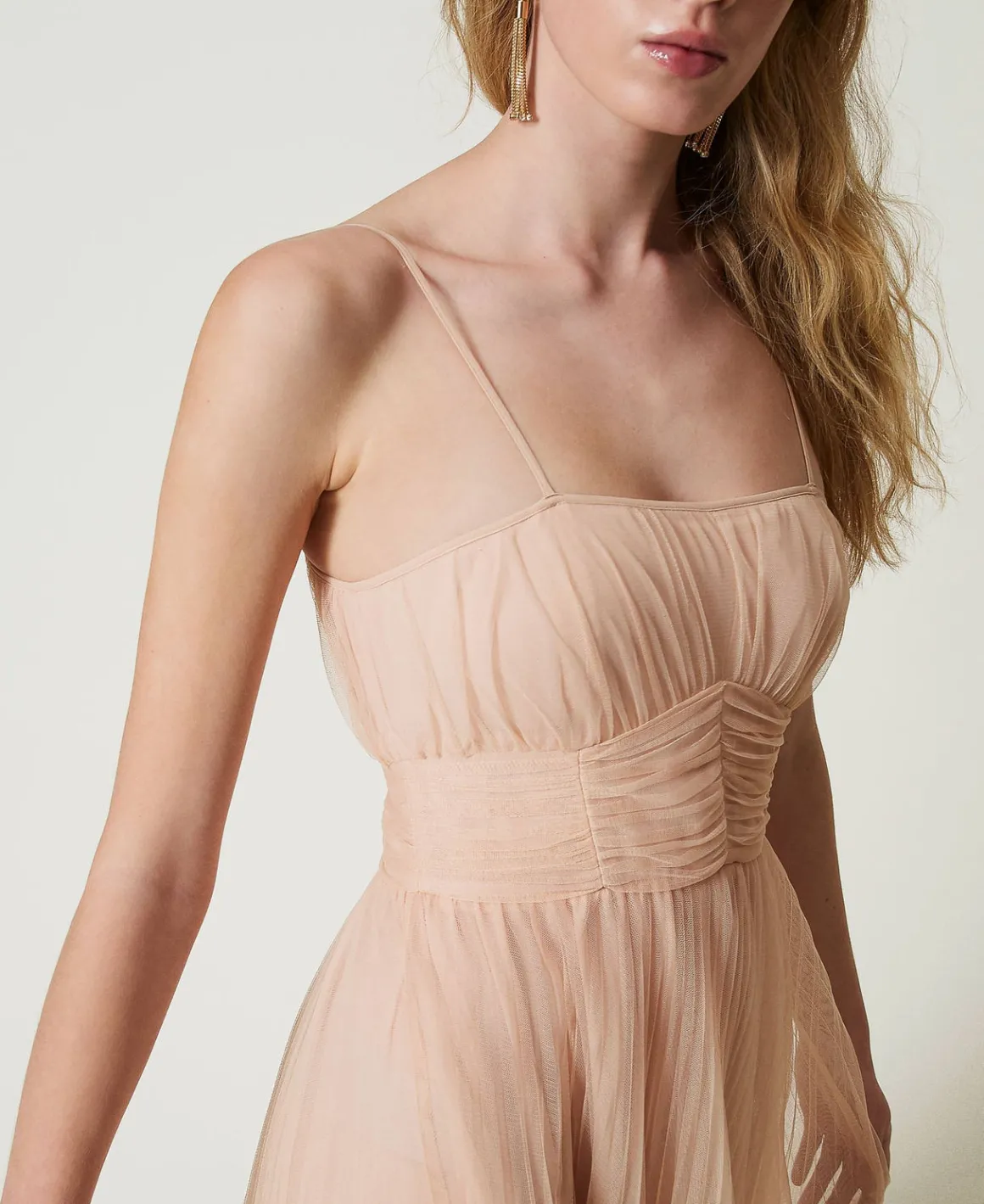 TWINSET Milano Abito Longuette In Tulle Plissé | Vestiti Da Cerimonia | Vestiti Eleganti
